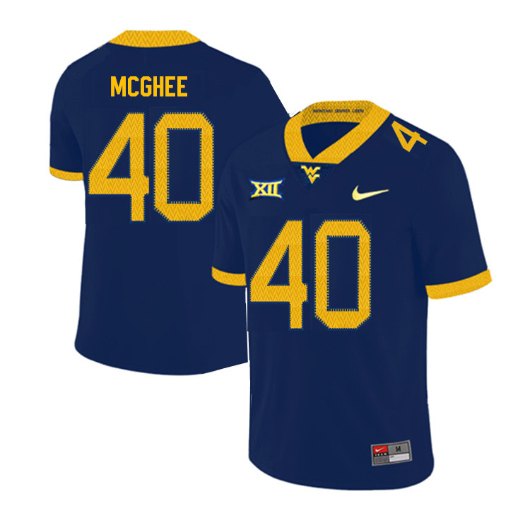 2019 Men #40 Kolton McGhee West Virginia Mountaineers College Football Jerseys Sale-Navy